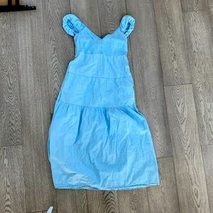 Denim maxi dress with tie detail